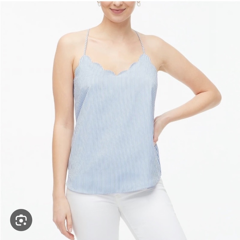 J. Crew White and Blue Striped Camisole
